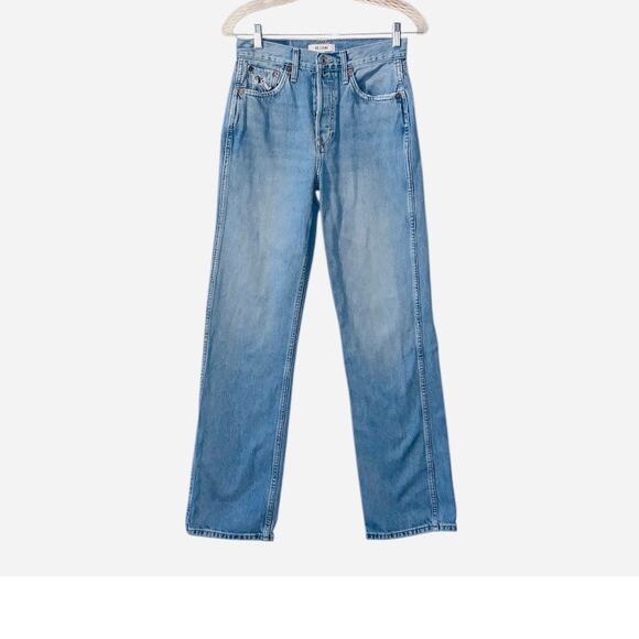 Re/Done Distressed Jeans Size 25 US 90s High Rise Loose in Worn Blue - Picture 2 of 11